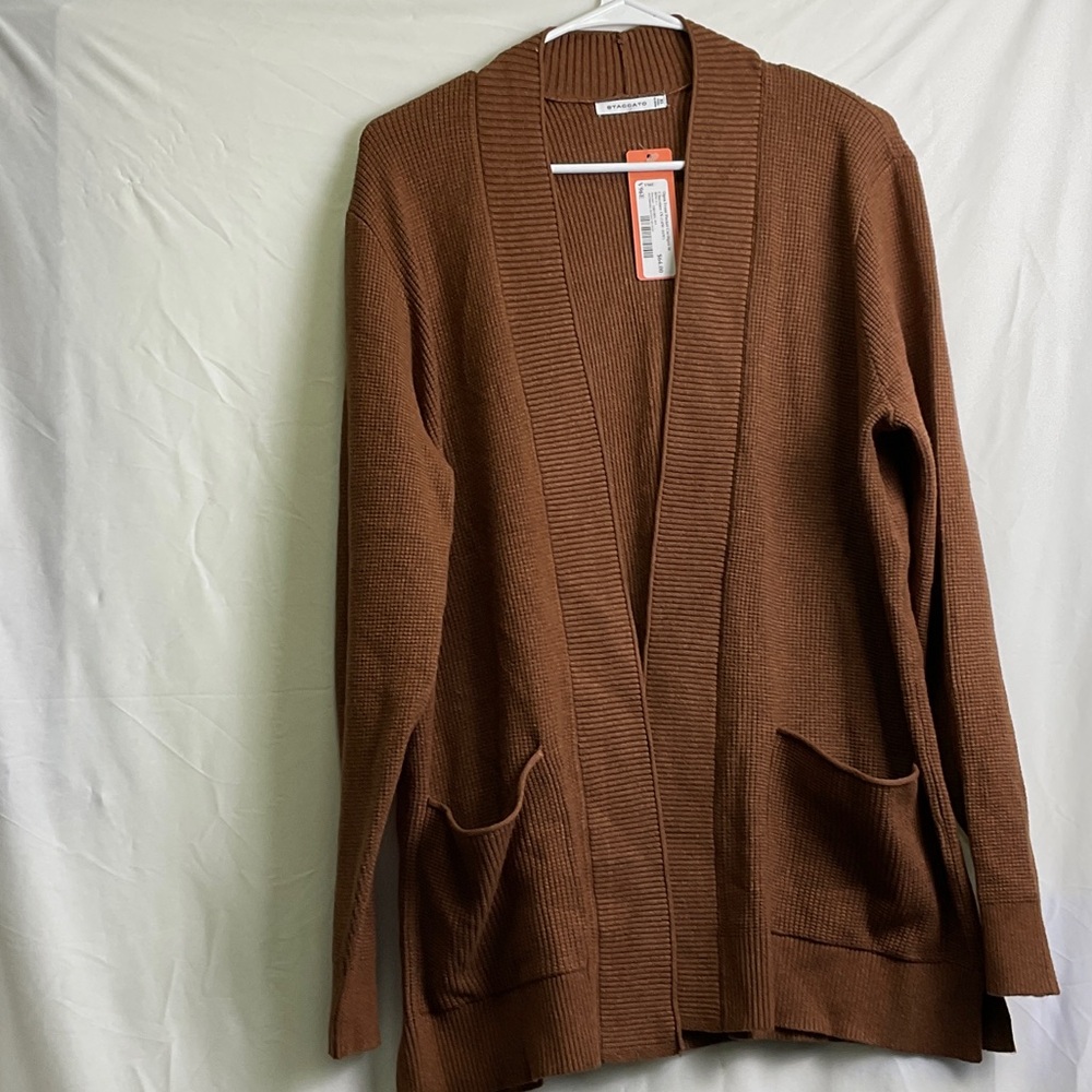 Staccato Warm Brown Open Cardigan